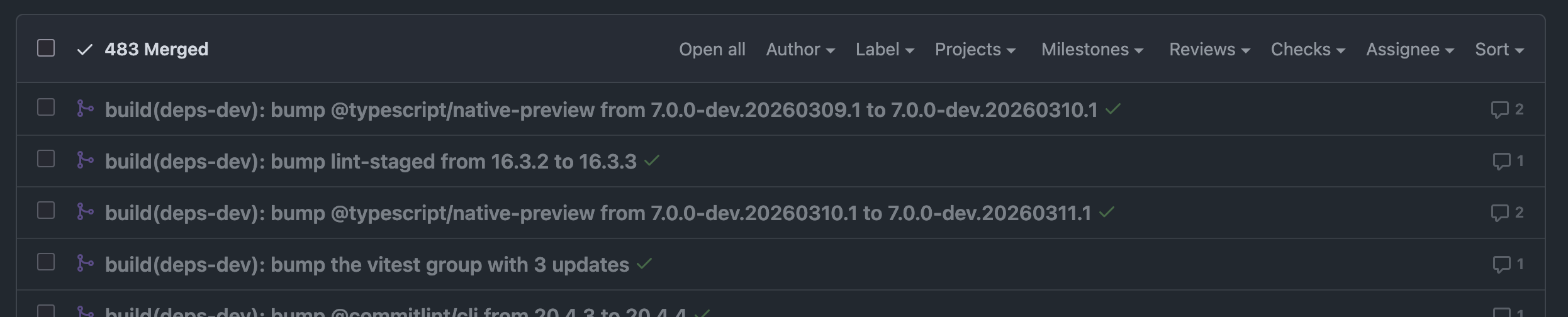 Pull requesty utworzone przez Dependabot-a