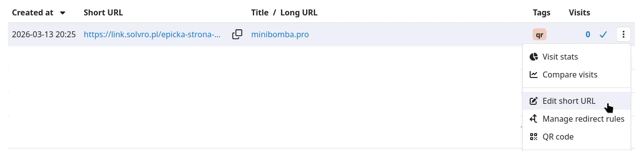 Przejście do edycji Linka