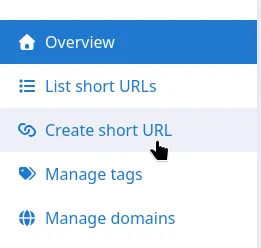 Zakłądka Create short URL